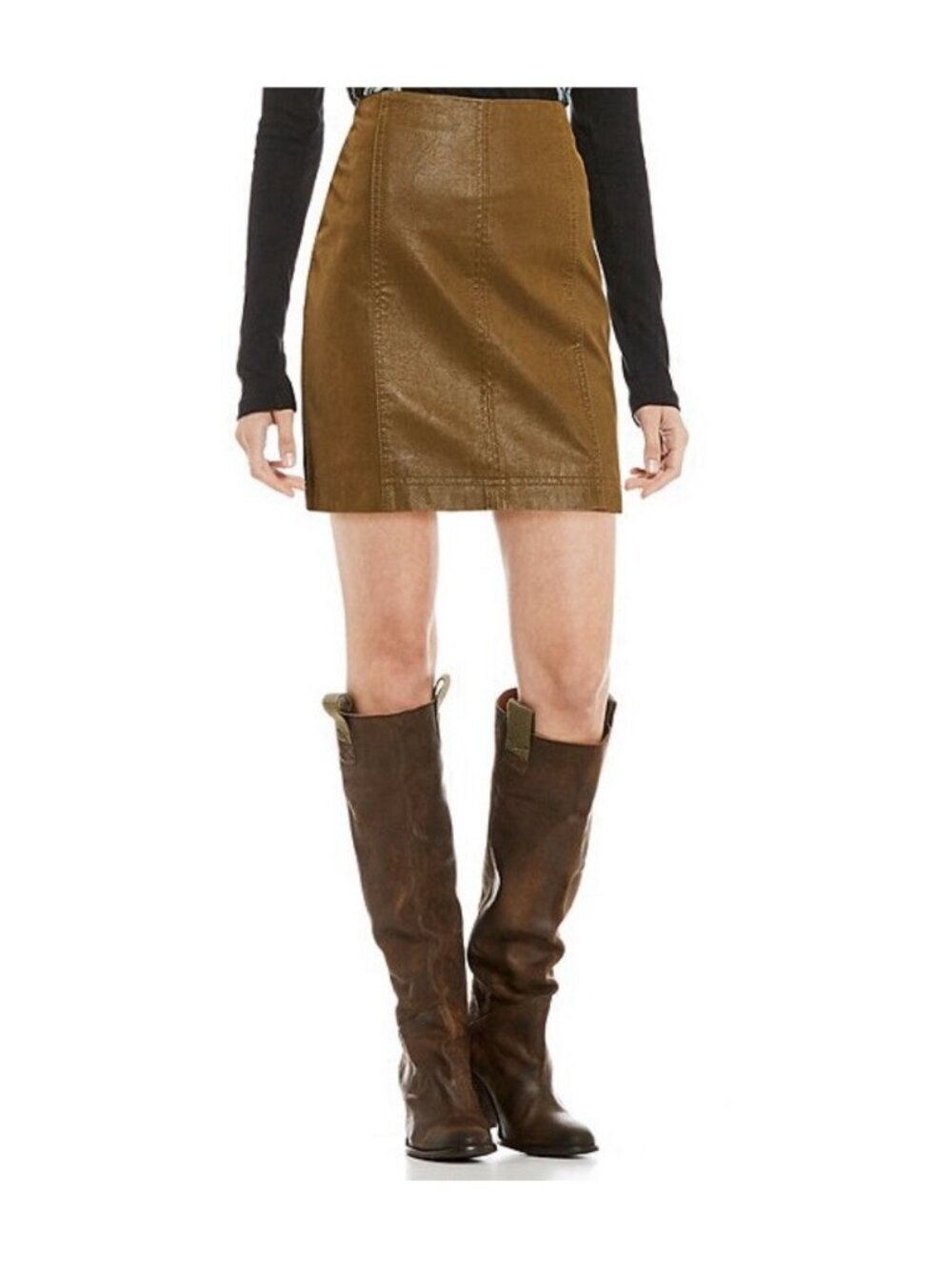 Free People Modern Femme Vegan Faux Suede Mini Skirt Cedar Brown Sz 4